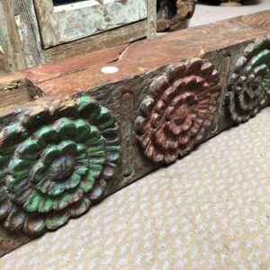 K79 2854 indian furniture carved lintel flowers details