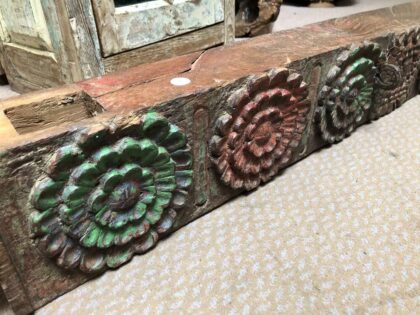 K79 2854 indian furniture carved lintel flowers details