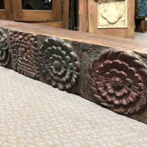 K79 2854 indian furniture carved lintel flowers right