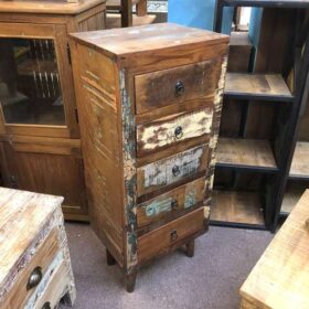 k77 2981 indian furniture 5 drawer reclaimed unit tall slim main left