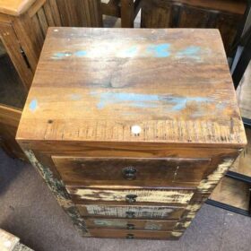 k77 2981 indian furniture 5 drawer reclaimed unit tall slim main top