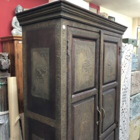 k79 2301 indian furniture elephant embossed cabinet darkwood left
