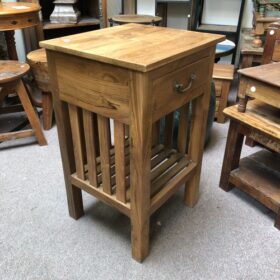 k79 2302 indian furniture teak slatted side table drawer left