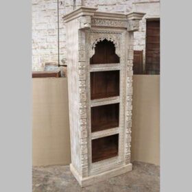 k79 2310 indian furniture slim white corbel bookcase carved tall factory