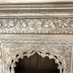k79 2310 indian furniture slim white corbel bookcase carved tall close