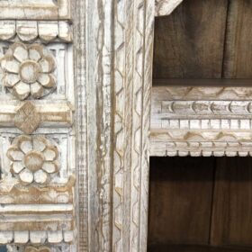 k79 2310 indian furniture slim white corbel bookcase carved tall details