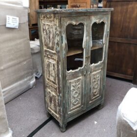 k79 2312 indian furniture ornate glass panel cabinet midsize left
