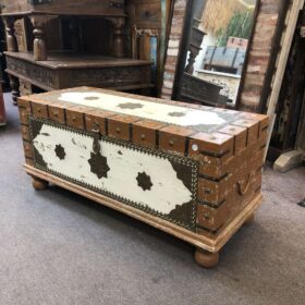 k79 2317 indian furniture brown sultans trunk storage bunfoot main