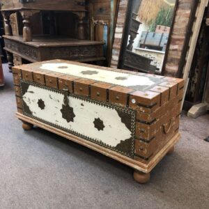 k79 2317 indian furniture brown sultans trunk storage bunfoot main