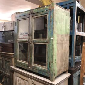 k79 2329 indian furniture blue green glass door unit storage right