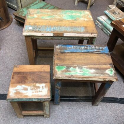 k79 2363 b indian furniture reclaimed nest of 3 tables apart