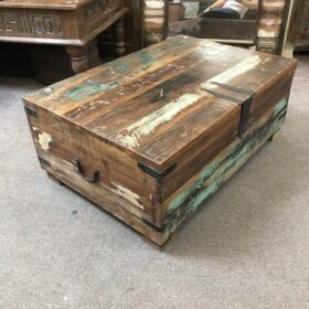 k79 2367 indian furniture reclaimed storage trunk low left