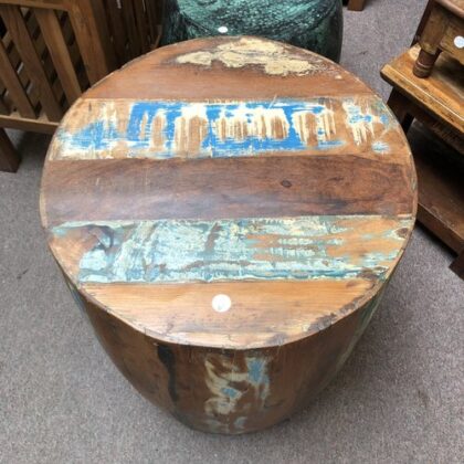 k79 2368 a indian furniture recycled barrel side table reclaimed circular top