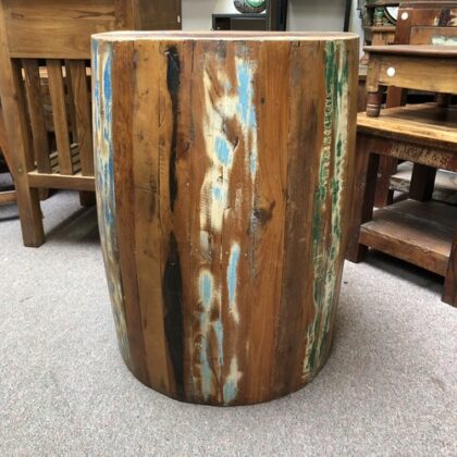 k79 2368 a indian furniture recycled barrel side table reclaimed circular right