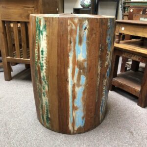 k79 2368 a indian furniture recycled barrel side table reclaimed circular left