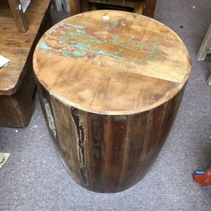 k79 2368 b indian furniture recycled barrel side table reclaimed circular top