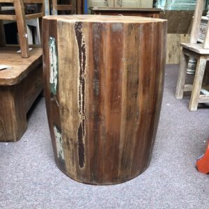 k79 2368 b indian furniture recycled barrel side table reclaimed circular back