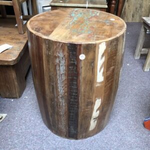k79 2368 b indian furniture recycled barrel side table reclaimed circular right
