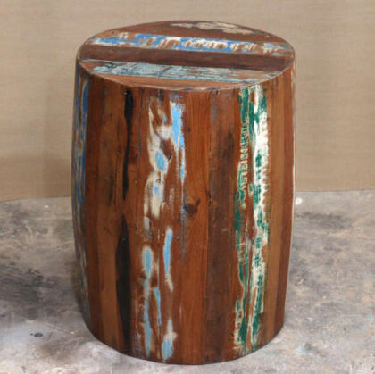 k79 2368 a indian furniture recycled barrel side table reclaimed circular factory