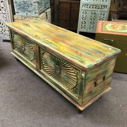 k79 2372 indian furniture daisy front wide trunk colourful storage main