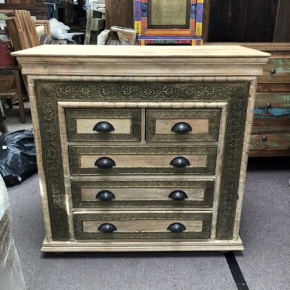 k79 2525 indian furniture natural ornate drawers embossed mango front
