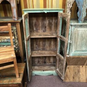 k79 2539 indian furniture pale vertigris cabinet glass door inside