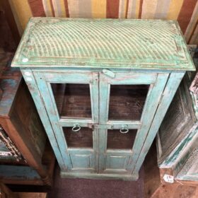 k79 2539 indian furniture pale vertigris cabinet glass top