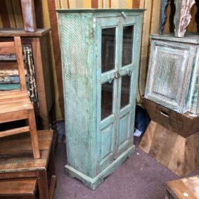 k79 2539 indian furniture pale vertigris cabinet glass left