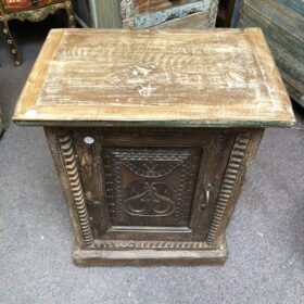 k79 2543 indian furniture carved front bedside table old top