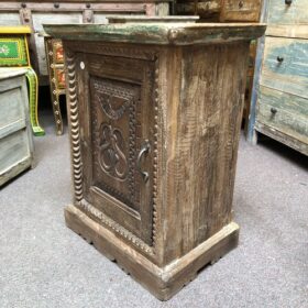 k79 2543 indian furniture carved front bedside table old right