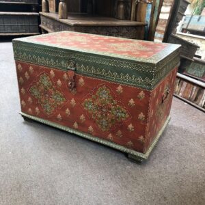 k79 2564 indian furniture hand painted storage trunk red decorative right