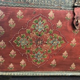 k79 2564 indian furniture hand painted storage trunk red decorative pattern