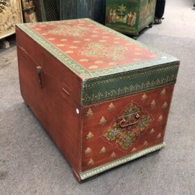 k79 2564 indian furniture hand painted storage trunk red decorative back