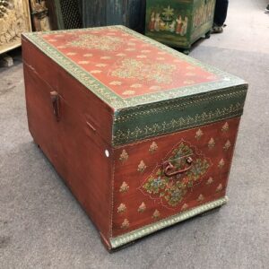 k79 2564 indian furniture hand painted storage trunk red decorative back