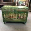 k79 2565 indian furniture painted trunk with figures green unique compartment main