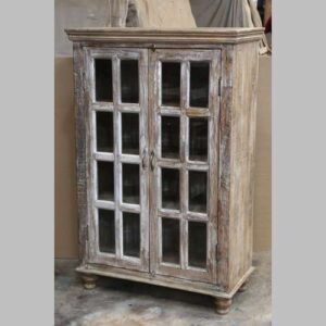 k79 2630 indian furniture panelled glass cabinet pale FACTORY