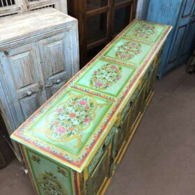 k79 2750 indian furniture hand painted 4 door sideboard green top