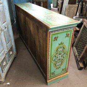 k79 2750 indian furniture hand painted 4 door sideboard green back