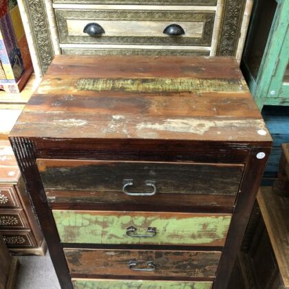 k79 2805 indian furniture slim 6 drawer tall chest reclaimed top