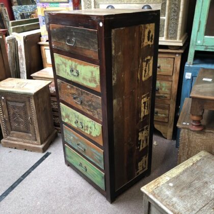 k79 2805 indian furniture slim 6 drawer tall chest reclaimed right