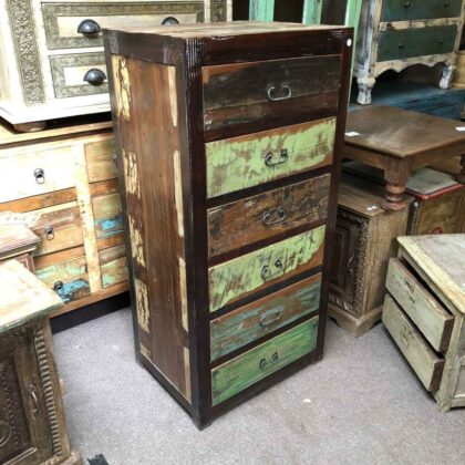k79 2805 indian furniture slim 6 drawer tall chest reclaimed main