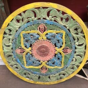 K79 2806 indian furniture colourful carved panel circular round front