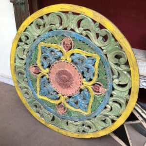 K79 2806 indian furniture colourful carved panel circular round main