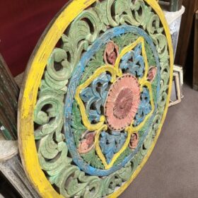 K79 2806 indian furniture colourful carved panel circular round angle
