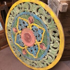 K79 2806 indian furniture colourful carved panel circular round right
