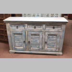 k79 2370 indian furniture rough blue sideboard shutter 3 drawer cupboard main