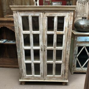 k79 2630 indian furniture panelled glass cabinet pale front
