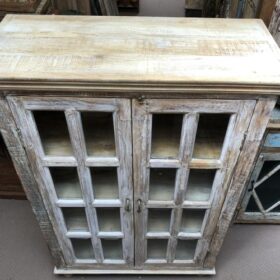 k79 2630 indian furniture panelled glass cabinet pale top