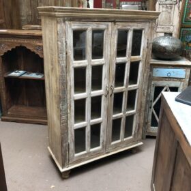 k79 2630 indian furniture panelled glass cabinet pale left