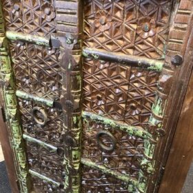 K79 2335 indian furniture dark ornate door cabinet close right